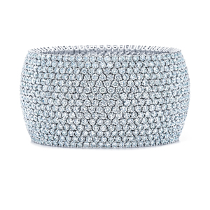 Bracelet manchette de luxe pour femme en argent 925 avec moissanite taille brillant rond, bijoux de mariage - Product Image 3