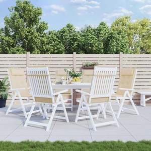 Ensemble de 6 coussins de chaise d'extérieur beige à dossier haut - Product Image 1