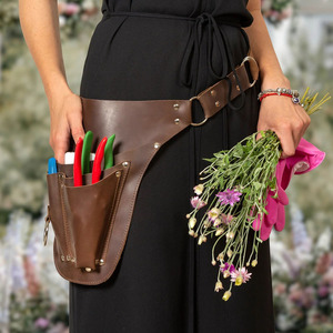 Cinturón de herramientas de cuero OEM/ODM para floristería, organizador de jardinería multibolsillos, soporte para tijeras, artesanía premium, venta al por mayor. - Product Image 1