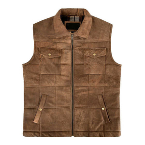 Chaleco de Cuero Genuino de la Mejor Calidad, Cálido e Impermeable para Otoño e Invierno, con Diseño sin Mangas y Bolsillos, en Venta - Product Image 1