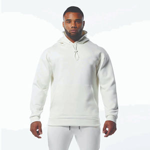 Men's <b>White</b> Hooded <b>Tracksuit</b> Full Sleeve Casual Autumn Wear With Side Pockets Regular Fit Solid Color 100% Cotton - Product Image 2