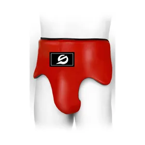 Protège-aine en cuir PU Rouge Flamboyant pour Boxe et MMA – Équipement de Protection Inguinale - Product Image 1
