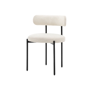 Modern White Boucle Upholstered Dining Chair with <b>Backrest</b> and Metal Legs for B2B Bulk Orders Direct From Factory - Product Image 2