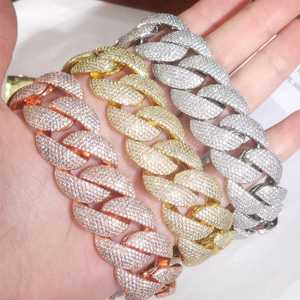 Pulsera de eslabones cubanos con incrustaciones de moissanita VVS, brillante, de plata de ley 925, para uso unisex. - Product Image 6