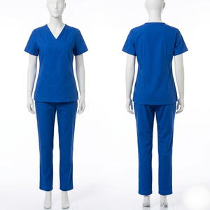 Ensemble de blouses médicales en denim bleu premium 180 GSM avec surpiqûres contrastées et broderie personnalisée - Product Image 5