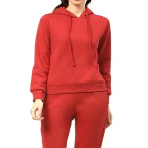 Sweat-shirt à capuche pour femme en polaire épaisse, couleur unie personnalisée, respirant, à manches longues, avec poche, haute qualité, pour l'hiver - Product Image 5