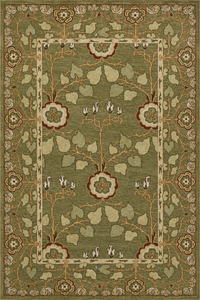 Nouveaux tapis artisanaux de 4x6 pieds, orange brûlé et vert sauge, au design héritage, avec motifs de roses ornés et bordure botanique élégante - Product Image 3