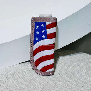 Glissement en cuir usiné personnalisé pour étui à pince pour couteau pliant Design d'outillage pour drapeau américain occidental Gaine pour couteau à ceinture ouverte Gaine de trappeur - Product Image 2