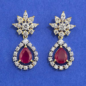 ต่างหูทรงนกยูงเคลือบสองสี รุ่น 8933 สีน้ำเงิน - Product Image 3