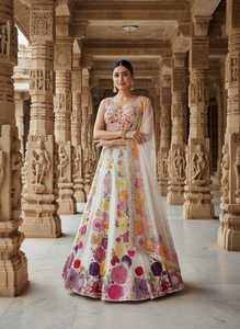 Embroidered Floral Lehenga Choli Women Bridal Outfit Festive <b>Indian</b> Pakistani <b>Top</b> and Skirt Party Wedding Wear - Product Image 2