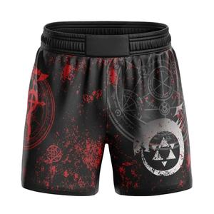 Shorts de boxe décontractés pour hommes, respirants, à séchage rapide, extensibles, avec logo personnalisé sur le devant, 100 % polyester, pour les arts martiaux. - Product Image 3