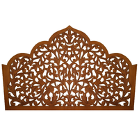 Tête de lit artisanale Smart Art en bois sculpté, motif feuille de Texas, peinte en marron, éclairée et réglable en hauteur, pour lit Queen Size