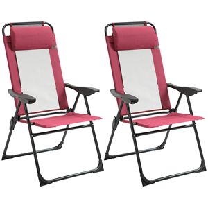 Set di 2 Sedie a Sdraio Pieghevoli da Esterno con Schienale Regolabile Rosse - Product Image 1