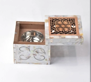 FAIZA CRAFT – Nouveaux supports de bougies carrés en bois incrusté de os, style marocain, pour bougies chauffe-plat, écologiques et décoratifs de luxe - Product Image 5