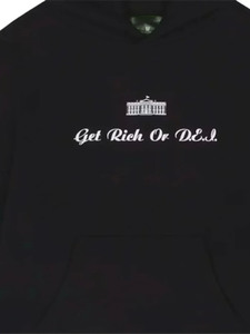 เสื้อฮู้ดพิมพ์ลายโลโก้ Black Get Rich ด้านหน้า ผ้าฝ้าย 100% เป็นมิตรกับสิ่งแวดล้อม ทรงบ็อกซี่ สไตล์ลำลอง สตรีทแวร์ - Product Image 2