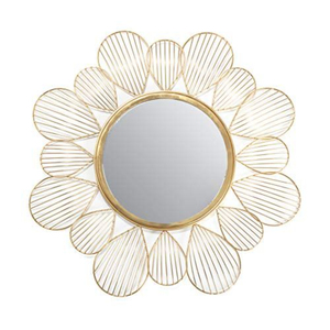 Modern Metal Ginkgo Leaf Wall <b>Mirror</b> Decorative Gold Wrought Iron Art Round Hanging <b>Mirror</b> For Living Room Bedroom Home Decor - Product Image 4