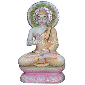 รูปปั้นพระกุฏัมสวามี จัยน์ ทำจากหินอ่อนมาครานา |   พระพุทธรูปหินอ่อนแกะสลักด้วยมือของพระกุฏัม สวามี สำหรับบ้านและวัดจัยน์ - Product Image 1