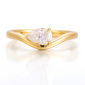 Anillo de Moissanita para Mujer, Plata 925, Oro Sólido de 10K, Corte Pera, Anillo de Compromiso o Regalo de Aniversario - Product Image 2