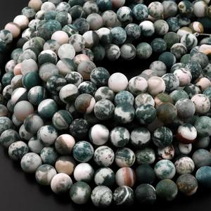 Cuentas redondas de ágata verde musgo natural mate, hilo de piedras preciosas para la fabricación de joyas, collar y pulsera DIY, venta al por mayor - Product Image 2