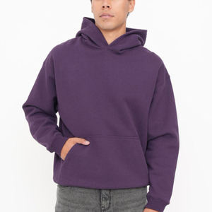 Sudadera con Capucha Morada para Hombre, Talla Grande, Color Sólido, Informal, de Algodón Tejido, para Otoño - Product Image 4