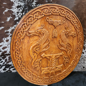 Bouclier rond en bois de style Viking de qualité supérieure, artisanat nordique traditionnel pour la décoration et la collection - Product Image 4