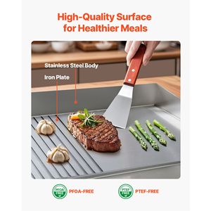 Piastra Elettrica Commerciale in Acciaio Inox, 21.06 x 11.81 Pollici, 1750W, Temperatura Regolabile 122-570 Fahrenheit, Mezza Dimensione - Product Image 3