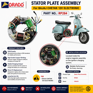 Conjunto de Placa de Bobina de Estator Electrónico de 12V para Bajaj Chetak, Calidad de Exportación para Repuestos de Motocicletas en India, Orado - Product Image 6