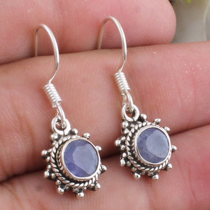 Boucles d'oreilles en argent sterling 925 avec tanzanite naturelle, taille ronde AAA, pierre précieuse bleu violet, bijoux pierre de naissance de décembre - Product Image 3