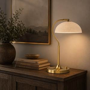 Lámpara de Mesa Ajustable con Cuello de Cisne, Acabado en Latón Dorado, Pantalla de Lino, Luz LED para Lectura Junto a la Cama, para Decoración Moderna del Hogar y Hoteles - Product Image 1