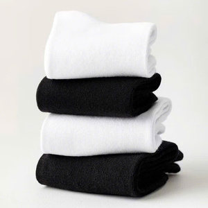 Simple <b>black</b> and white cotton sports <b>socks</b> for men and women non-custom design comfortable and active style - Product Image 2