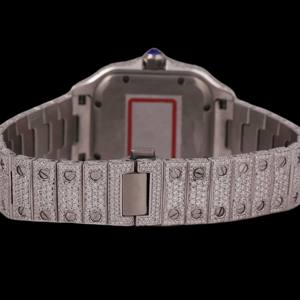 Reloj de Cuarzo Personalizado con Esfera Cuadrada Estilo Hip Hop, Completamente Cubierto de Diamantes Moissanite, con Números Romanos Brillantes - Product Image 4