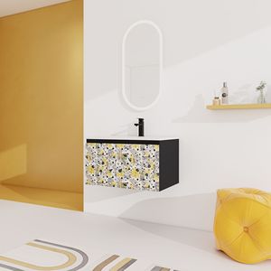 Mobile bagno sospeso da 30 pollici con lavabo in ceramica e anta con chiusura ammortizzata, pronto per l'installazione - Product Image 2