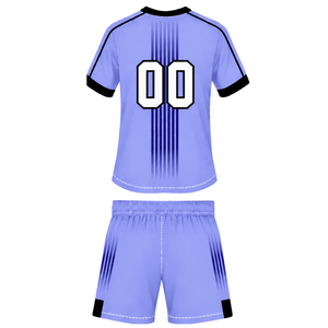 Ensemble de rugby noir lavande, maillot à manches courtes et col rond avec short assorti, respirant, uniforme sportif pour l'entraînement en équipe - Product Image 2