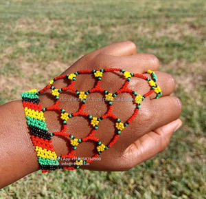 Handcrafted Ukrainian Bohemian Style Glass <b>Bead</b> <b>for</b> <b>Bracelet</b> and Sleeves Multicolor Layered Tribal Design Christian Religious - Product Image 3