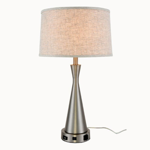 Lámpara de Mesa de Latón Estilo Mid-Century con Pantalla de Tela Beige, Iluminación Decorativa Grande para la Decoración de la Sala de Estar - Product Image 5