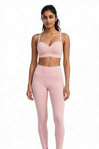 Ensemble de yoga 2 pièces dos nageur, haut court à col carré et leggings taille haute, en Spandex uni, séchage rapide, tenue de sport - Product Image 3