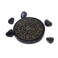 Décoration d'intérieur style Feng Shui, magnifique dessous-de-verre en agate cristalline à phases lunaires, gravé d'un motif d'amour, sculpté pour la guérison des chakras