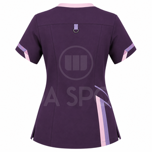 Women Nurse <b>Uniform</b> <b>Scrub</b> Set V Neck Medical Workwear Short Sleeve Knitted Polyester/Cotton with Cargo Pants - Product Image 3