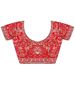 KV Satin <b>Red</b> Embellished Designer Saree With Unstitched <b>Blouse</b> - Product Image 2