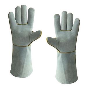 Guantes de trabajo de soldadura resistentes al calor de 40 cm para hombre, Tig Mig, gris, piel de vaca, cuero dividido, talla XL, goma impermeable - Product Image 4
