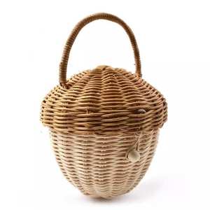 Premium quality rattan acorn bag for <b>kid</b> OEM accepted hand-woven natural baby <b>handbag</b> toys - Product Image 3