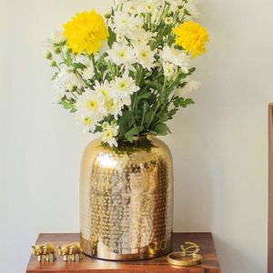 Vase à fleurs en aluminium fait main, personnalisé et doré, pour la décoration de la maison et du jardin, pots à fleurs pour événements et centres de table de mariage - Product Image 3