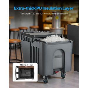 อุปกรณ์ทำความเย็นสำหรับครัวเชิงพาณิชย์  กล่องใส่น้ำแข็งแบบพกพา 125 ปอนด์  4 ล้อ ฝาปิดแบบพลิก  ฉนวนกันความร้อน  ขนาด 31.5 x 22.8 x 29 นิ้ว - Product Image 4