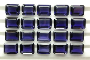 Lote al por mayor de gemas sueltas de iolita natural de primera calidad, 7x5mm, talla octogonal facetada, iolita azul violeta calibrada con corte esmeralda AAA - Product Image 1