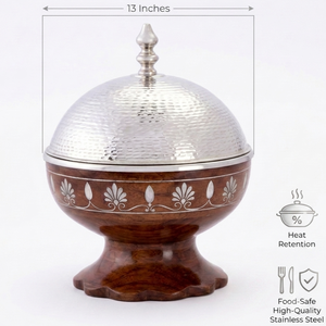 Olla de lujo para Ramadan de acero inoxidable plateado con tapa de cúpula, duradera, con revestimiento de esmalte y retención de calor para Majlis - Product Image 3