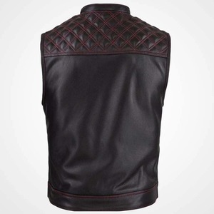 เสื้อกั๊กหนังวัวแท้สำหรับขี่มอเตอร์ไซค์  ลายเย็บเพชร  สำหรับผู้ชาย - Product Image 2