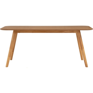 Table à manger rectangulaire en chêne massif de style nordique du milieu du siècle, plateau en placage de frêne naturel, pieds évasés, pour grande maison - Product Image 3