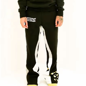 Unisex Black Hooded Tracksuit Set With Slogan Print Full Length Sweatpants And Pullover Streetwear Style For Adults Autumn Wear - Product Image 6