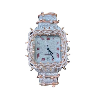 Reloj de Cuarzo Royal Shine de Alta Calidad para Hombre, con Caja Cuadrada de Acero Inoxidable, Esfera de Cristal y Diamantes Moissanite - Product Image 1