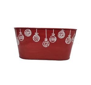 Red Oval Metal Beverage Tub Industrial Design Durable Oval <b>Bucket</b> for Organizing - Product Image 3